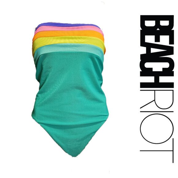Beach Riot Jessa Ribbed Colorblock One Piece Swimsuit NWT Large - Picture 1 of 9